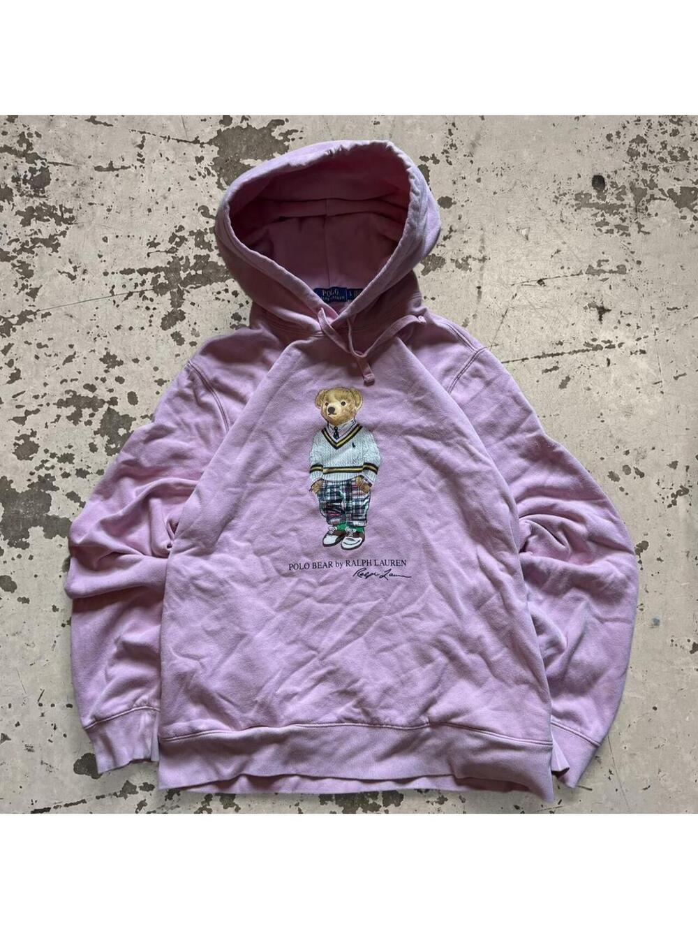 Womens Pink Polo Bear pink Ralph Lauren hoodie Size L